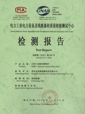 檢測報告(220KV多棱形鋼管桿)