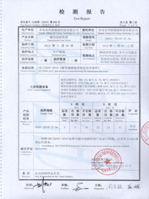 檢測報告（500kV輸電線路鐵塔）